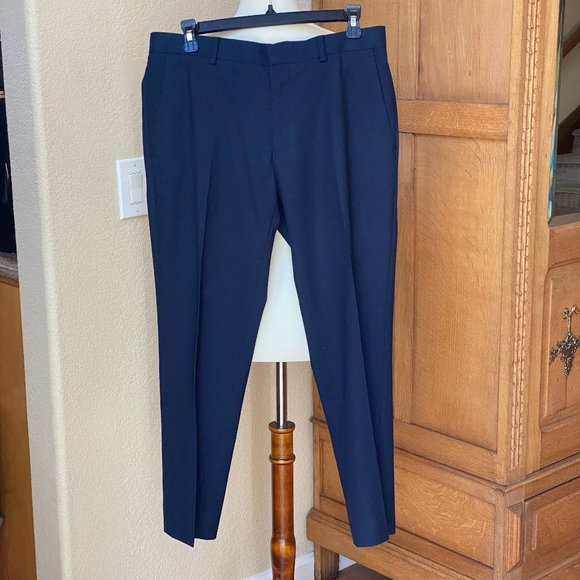 TOPMAN Skinny Fit Textured Navy Dress Pants S32 - Picture 13 of 16
